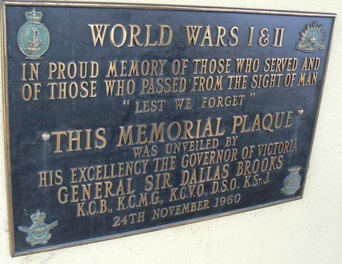Returned Services League Memorial Plaque : 06-October-2012 Returned Services League Memorial Plaque : 06-October-2012
