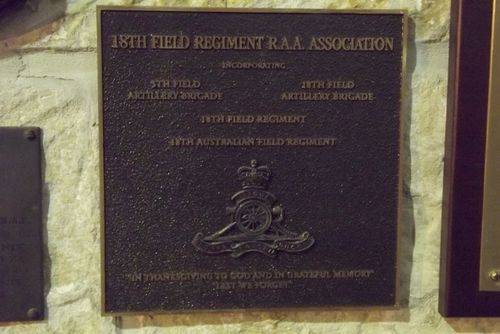 18th Field Regiment Assn Plaque : March 2014