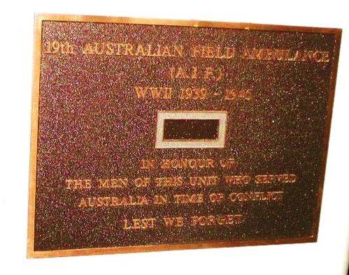 19th Field Ambulance Plaque