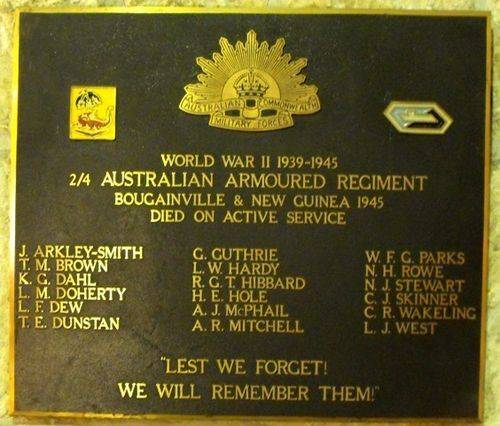 2-4 Australian Armoured Regiment Plaque / May 2013