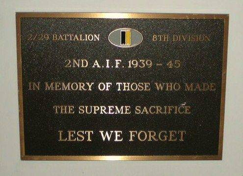 2 29 Battalion 8th Division Plaque
