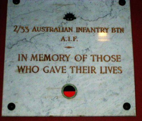 2 33 Aust Infantry Battalion Plaque