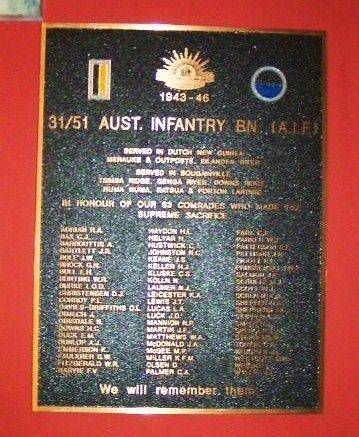 31 51 Australian Infantry battalion Plaque