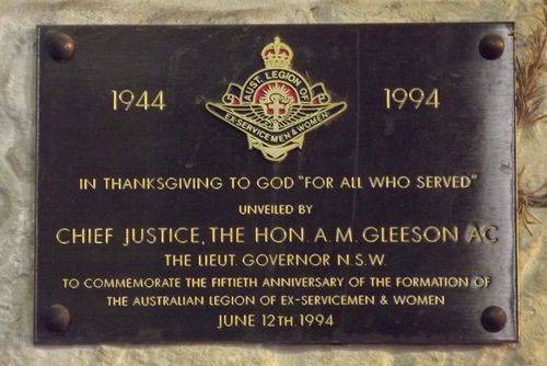 Aust Legion Ex-Service Plaque : March 2014