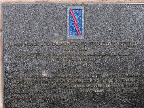 70th Mobile Searchlight Battery Inscription / May 2013