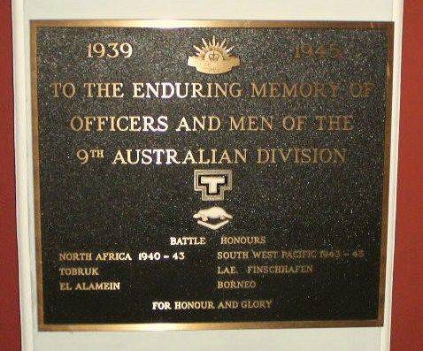 9th Australian Division Plaque