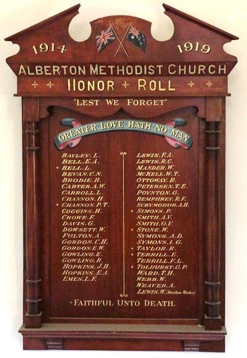 Alberton Methodist Church Honour Roll Monument Australia