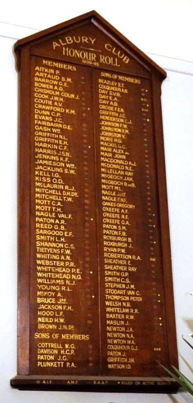 Albury Club Honour Roll | Monument Australia