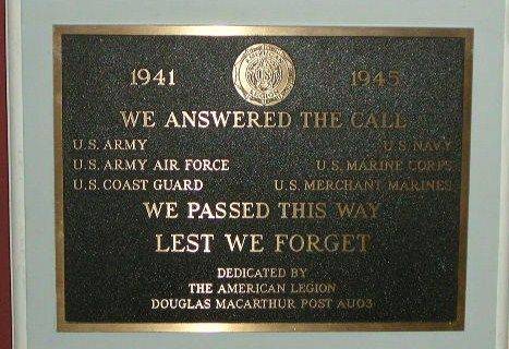 American Legion US Forces Plaque