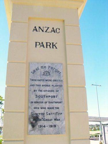Anzac Park Memorial Gates  Left Pillar