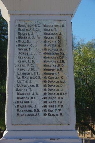 Ariah Park War Memorial Names H Mc