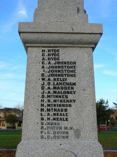 Ascot Vale War Memorial   Rear