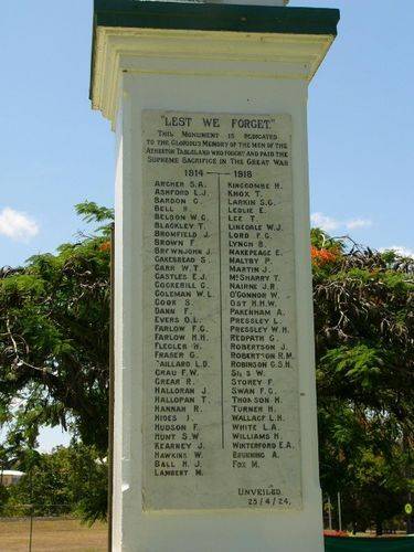 Atherton War Memorial  Honour Roll