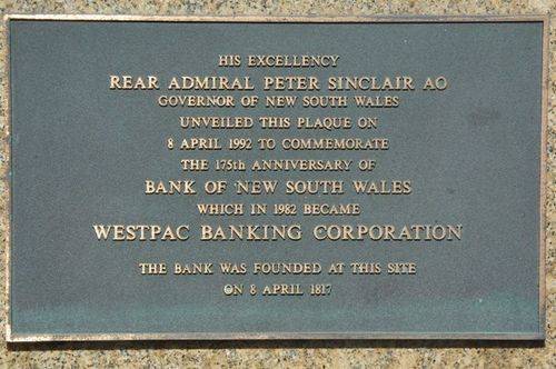 Bank of NSW 175th Anniversary Plaque : December 2013
