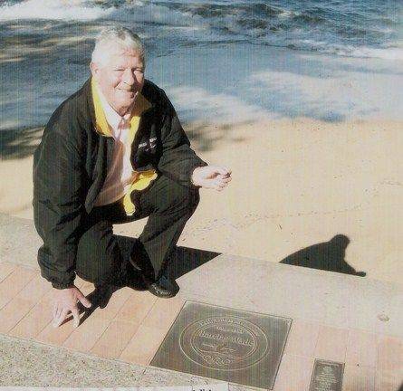Barclay Wade  with Plaque Pathway of Olympians