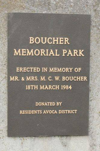 Boucher Memorial Park Inscription