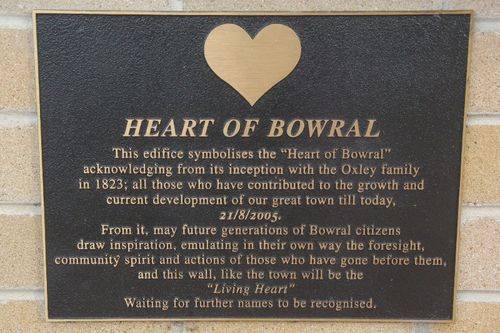 Heart of Bowral Plaque : August-2014