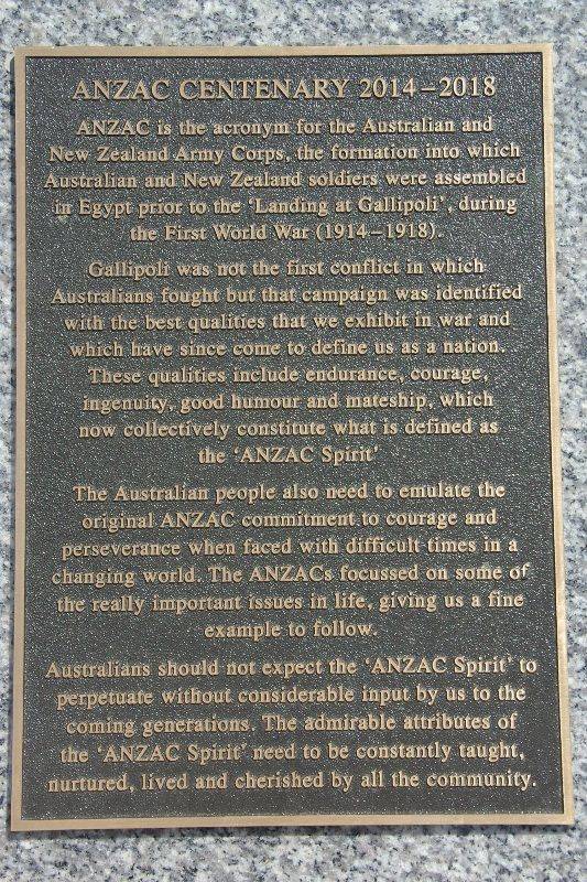 ANZAC Centenary Plaque : 16-March-2015