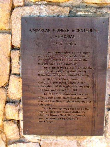 Cabarlah Pioneers Bicentennial Memorial Bicentennial Plaque