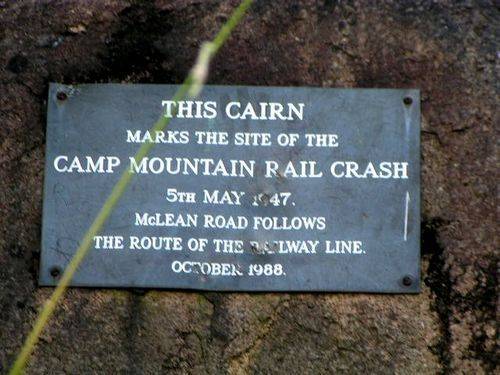 Camp Mountain Train Crash Plaque