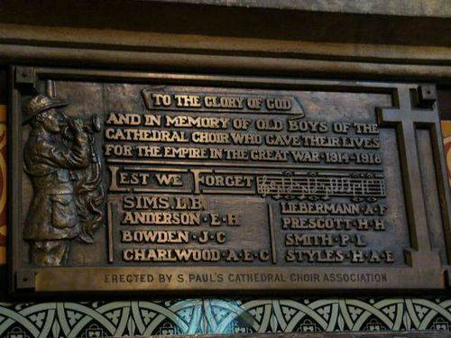 Cathedral Choir Old Boys Roll of Honour WW1