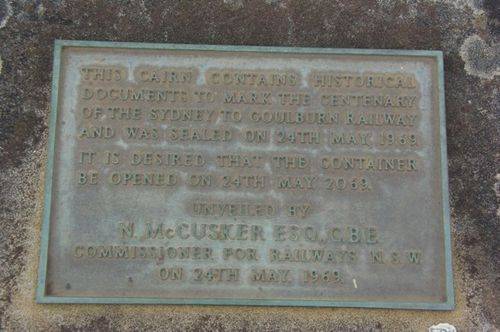 Sydney-Goulburn Railway Cairn Inscription : October 2013