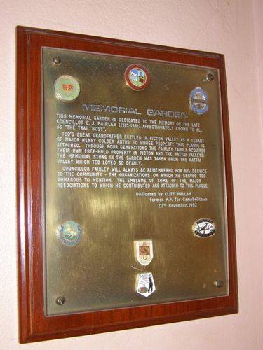 Fairley Memorial Plaque : 13-June-2014