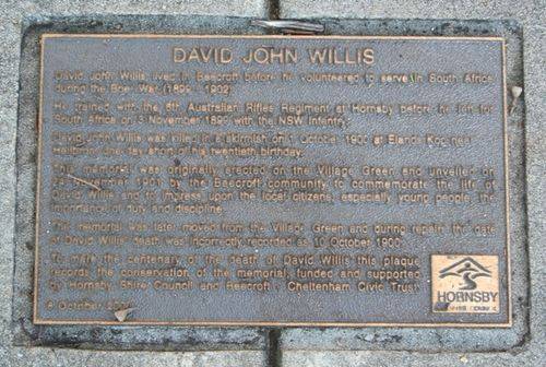 David John Willis Plaque : 18-04-2014