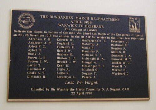 Dungarees March Reenactment Plaque