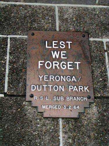 Dutton Park War Memorial RSL plaque