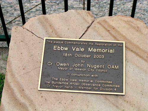 Ebbw Vale War Memorial Restoration Plaque