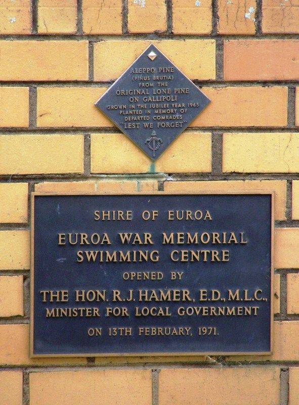 Euroa War Memorial Swimming Centre Monument Australia