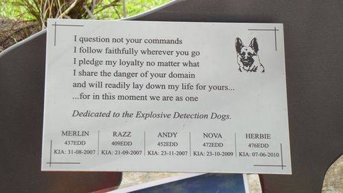 Explosive Detection Dogs Plaque : 05-07-2013