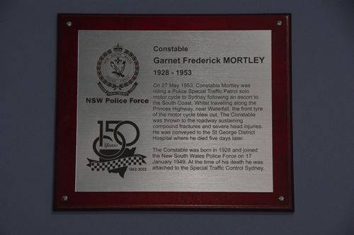 Constable Garnet Mortley Plaque : April 2014