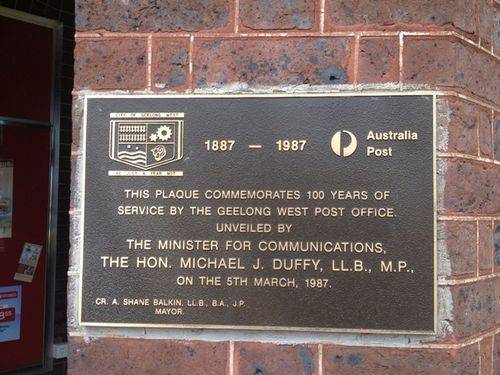 Geelong West Post Office 100 years Plaque : 11-09-2013