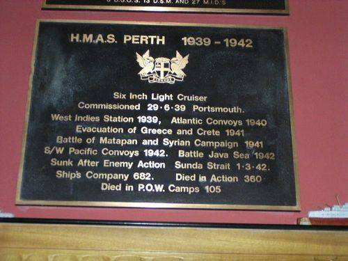 HMAS Perth Plaque