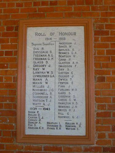 Roll of Honour 1914 - 1918 and 1939 - 1945 : 25-April-2011