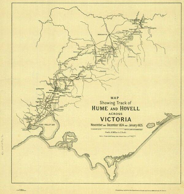 Map of Journey :  (State Library of Victoria : Maps 820.5 AT 1824 – 1825)