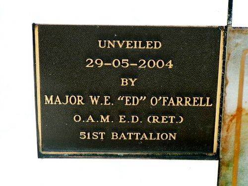 Innisfail National Service Memorial Dedication Plaque