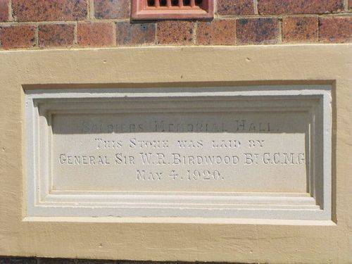 Ipswich Soldiers Memorial Hall Foundation Stone Plaque