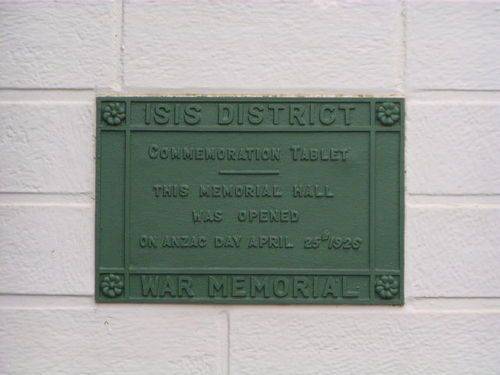 Isis District War Memorial Inscription