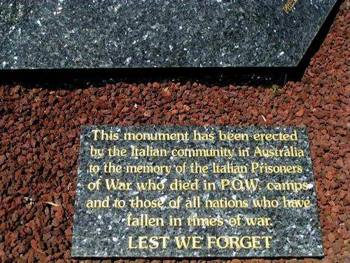 Italian POW memorial Dedication plaque