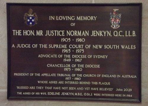 Justice Norman Jenkin Plaque : March 2014