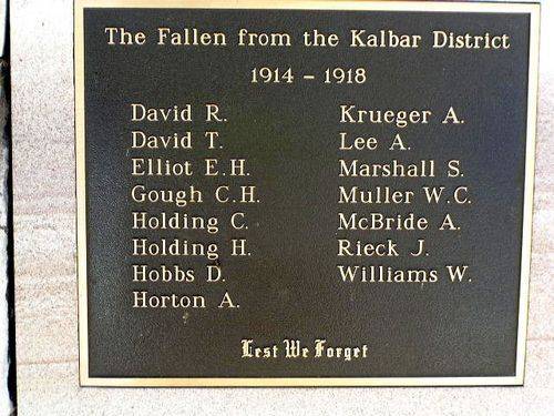 Kalbar War Memorial WW1 fallen