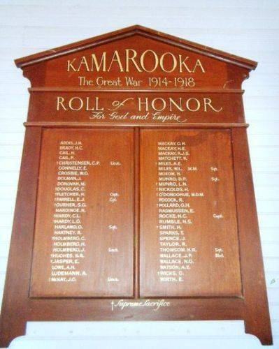 Kamarooka World War One Honour Roll : 11-March-2013