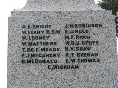 Kilmore War Memorial   Left Side