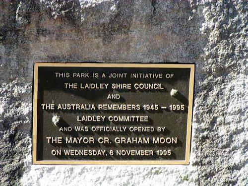 Laidley Shire Memorial Park  Plaque