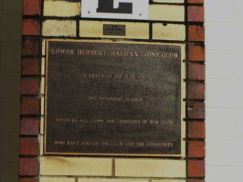 Lower Herbert  Halifax Lions Club Memorial Plaque