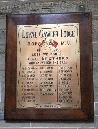 Loyal Gawler Lodge World War One Honour Roll : 22-May-2012