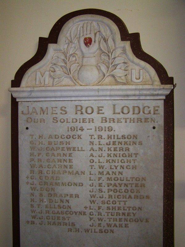 M.U. James Roe Lodge Honour Roll : 23 - October-2014